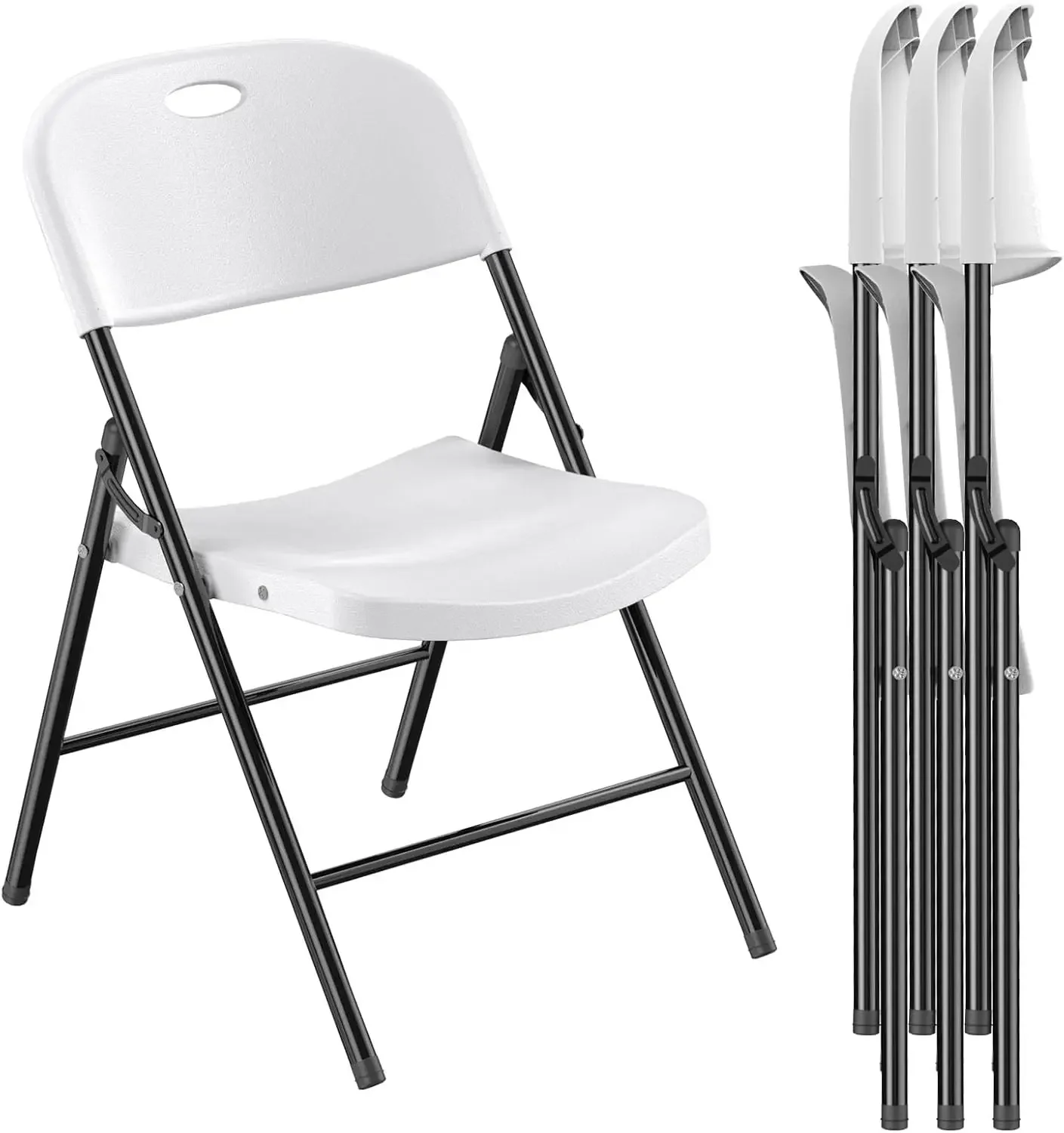 4 Pack 650 Weight Limit Heavy Duty Plastic Folding Chair with Reinforced Steel Frame for Indoor and Outdoor, Wedding, Pa