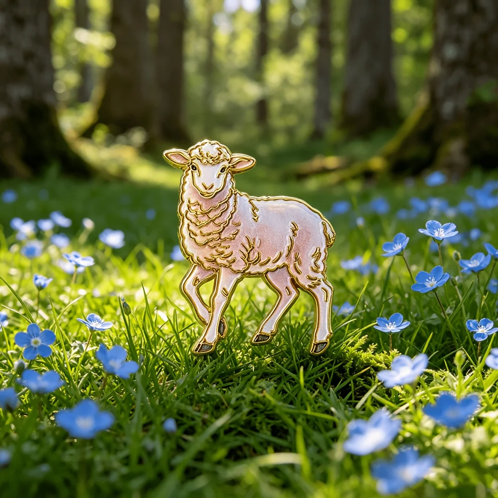 Delicate Cute Light Colored Lamb Enamel Brooch Lovely Sheep Pin Farm Animal Pastoral Style Fashion Accessory Gift For Women