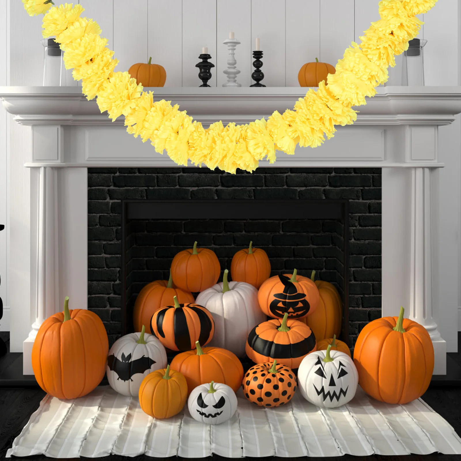 

Marigold Garland Halloween Decoration For Home Party Indoor Outdoor Use Hanging Ornament Mantle Banister Wall Tree Decor