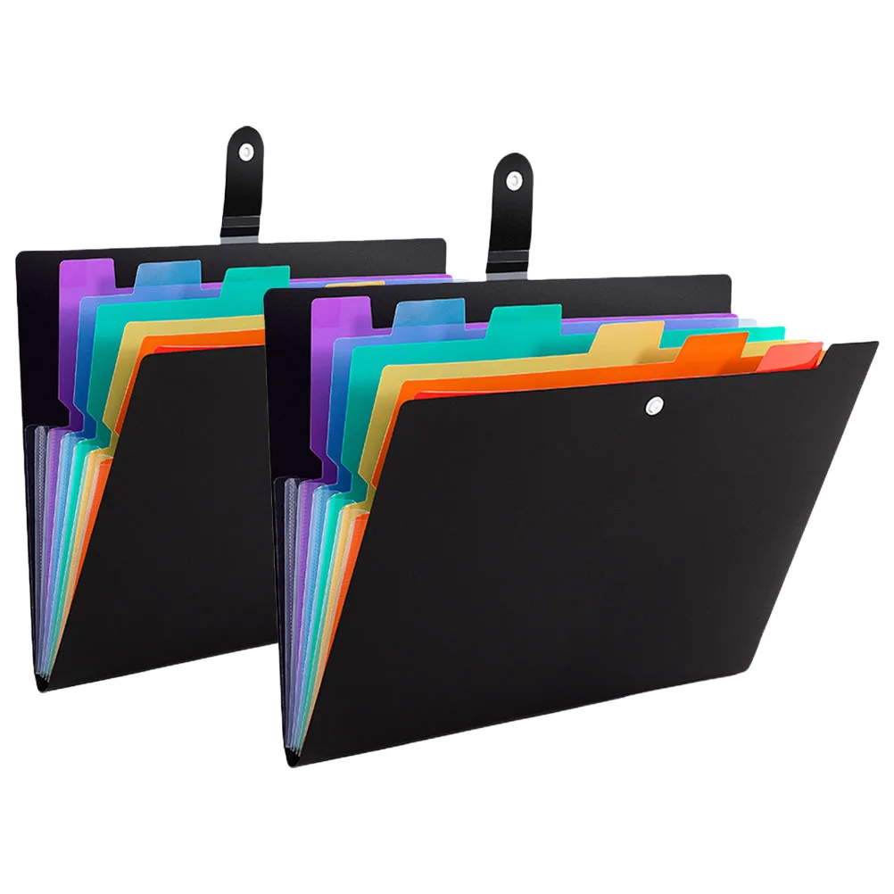 2Pcs Large Capacity Multi-Layer File Folder Organizer Portable A4 Document Storage Bag for Home Office School Accordion Design