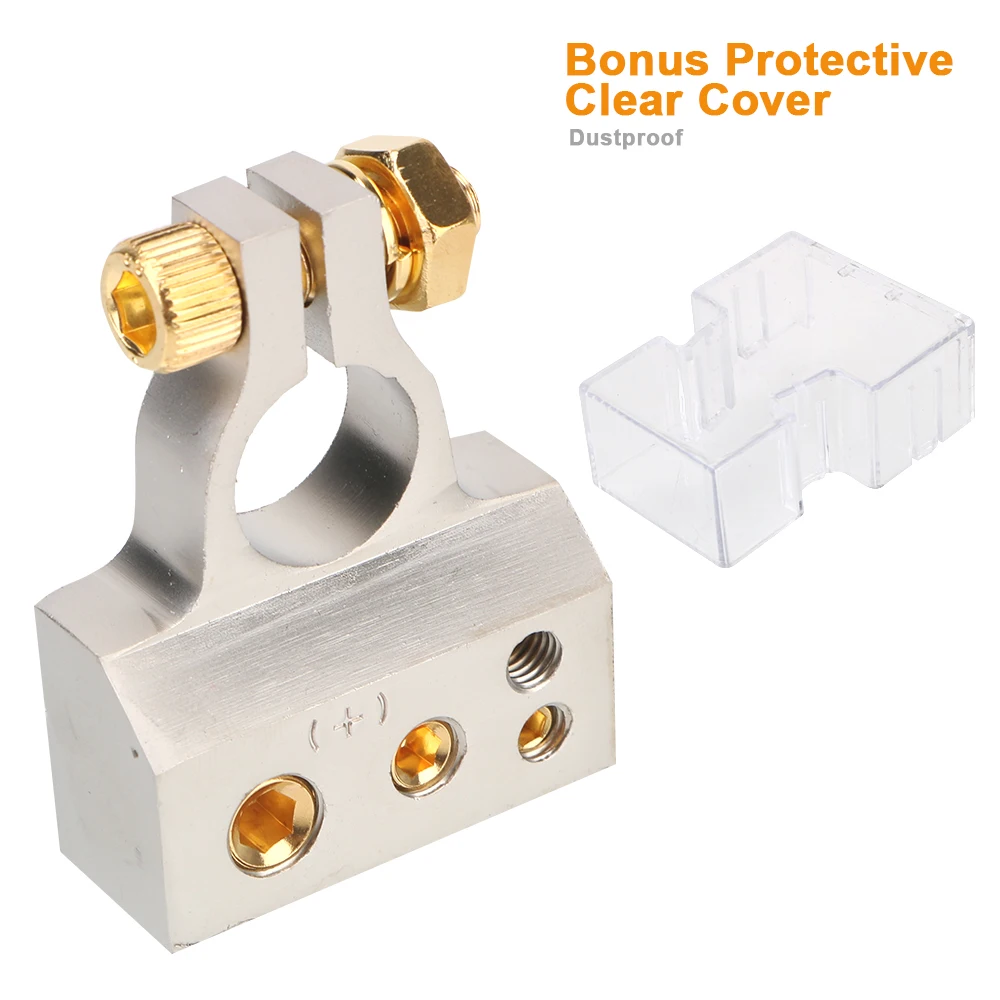 2ชิ้นบวกลบกับ2ฝาครอบที่ชัดเจน shims 0/2/4/8/10มาตรวัดรถดัดแปลงแบตเตอรี่หัวเชื่อมต่อ TERMINAL Aki mobil