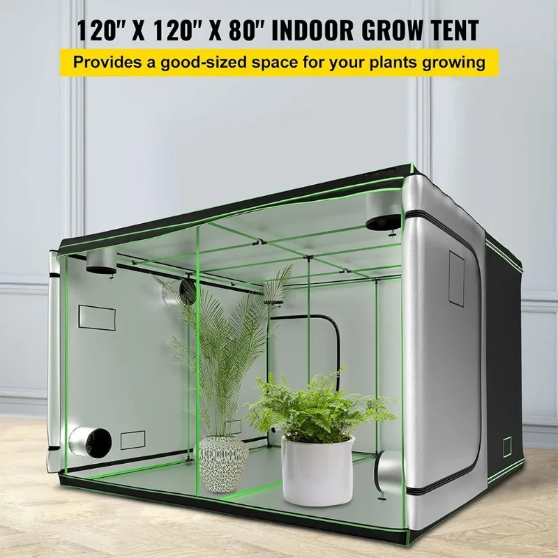 10x10 Feet Indoor 600D Grow Room Garden Greenhouse Hydroponic Mushroom Cultivation with 16mm Strong Metal Tube