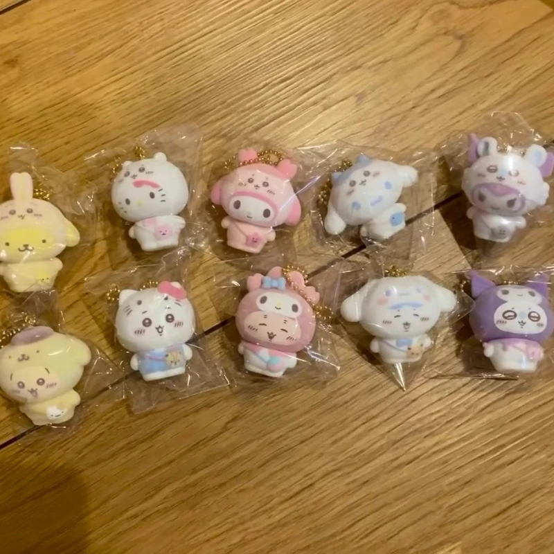 Echte Sanrio Joint Beflockte Puppe Anhänger Blind Box Anhänger Puppe Mädchen Überraschung Box Um Die Peripherie Ornament Spielzeug Umfang