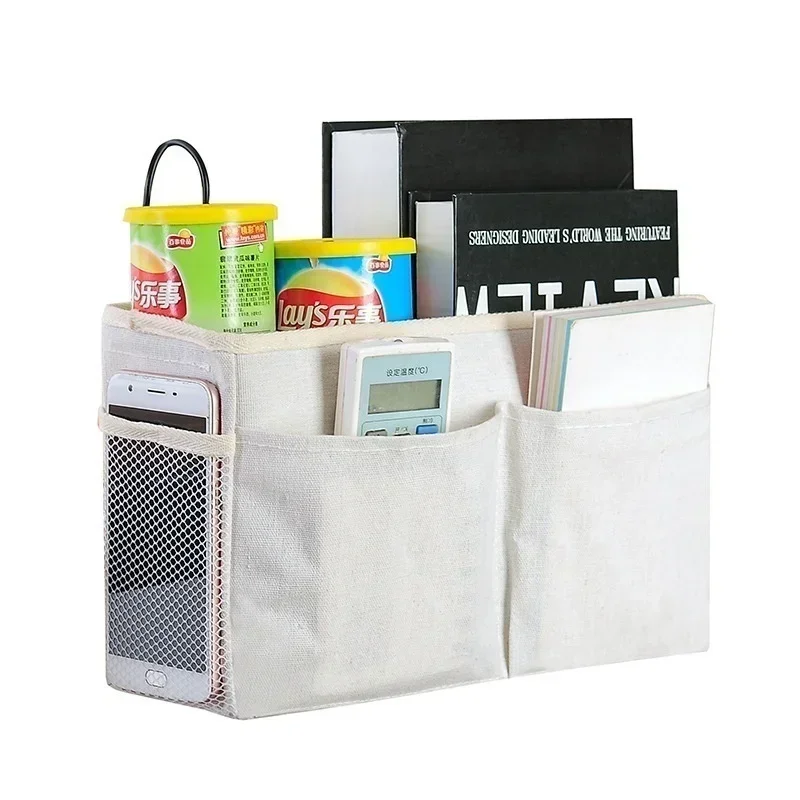 New Storage Basket Hanging Storage Rack Bed Remote Control Bookshelf Dormitory Storage Bag Stand with Hook Bedside Pocket