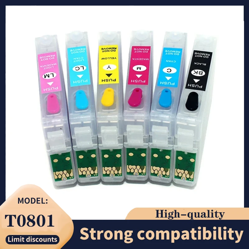 vilaxh T0801 - T0806 Refillable ink cartridge For Epson T0801 Stylus photo P50 PX630 PX650 PX660 PX700W PX701W PX720WD PX730WD