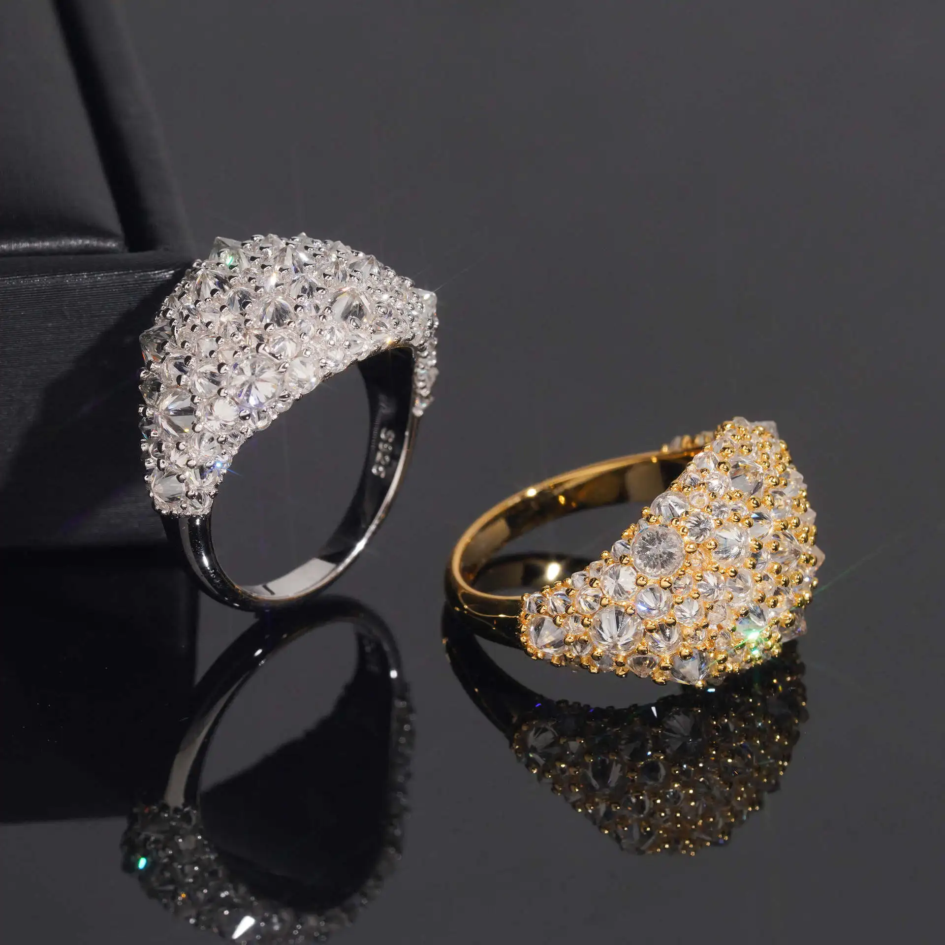 All Moissanite GRA D VVS1 Half Band Hip Hop Iced Out Ring 925 Sterling Silver Luxuryt Daily Fine Jewelry Gift For Men And Women