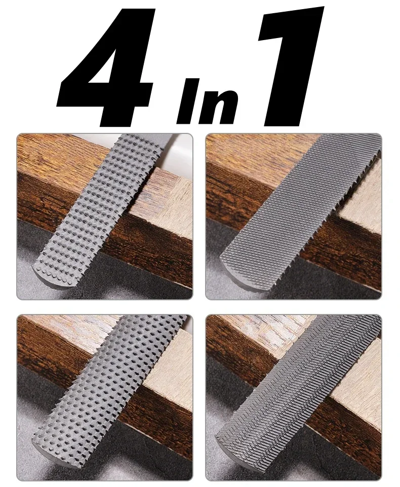 Holzraspelfeile 4-in-1 Handfeile und Rundraspel, Halbrund-, Flach- und Nadelfeilen Holzraspelsatz zum Schärfen von Holz- und Metallwerkzeugen – Detail 2