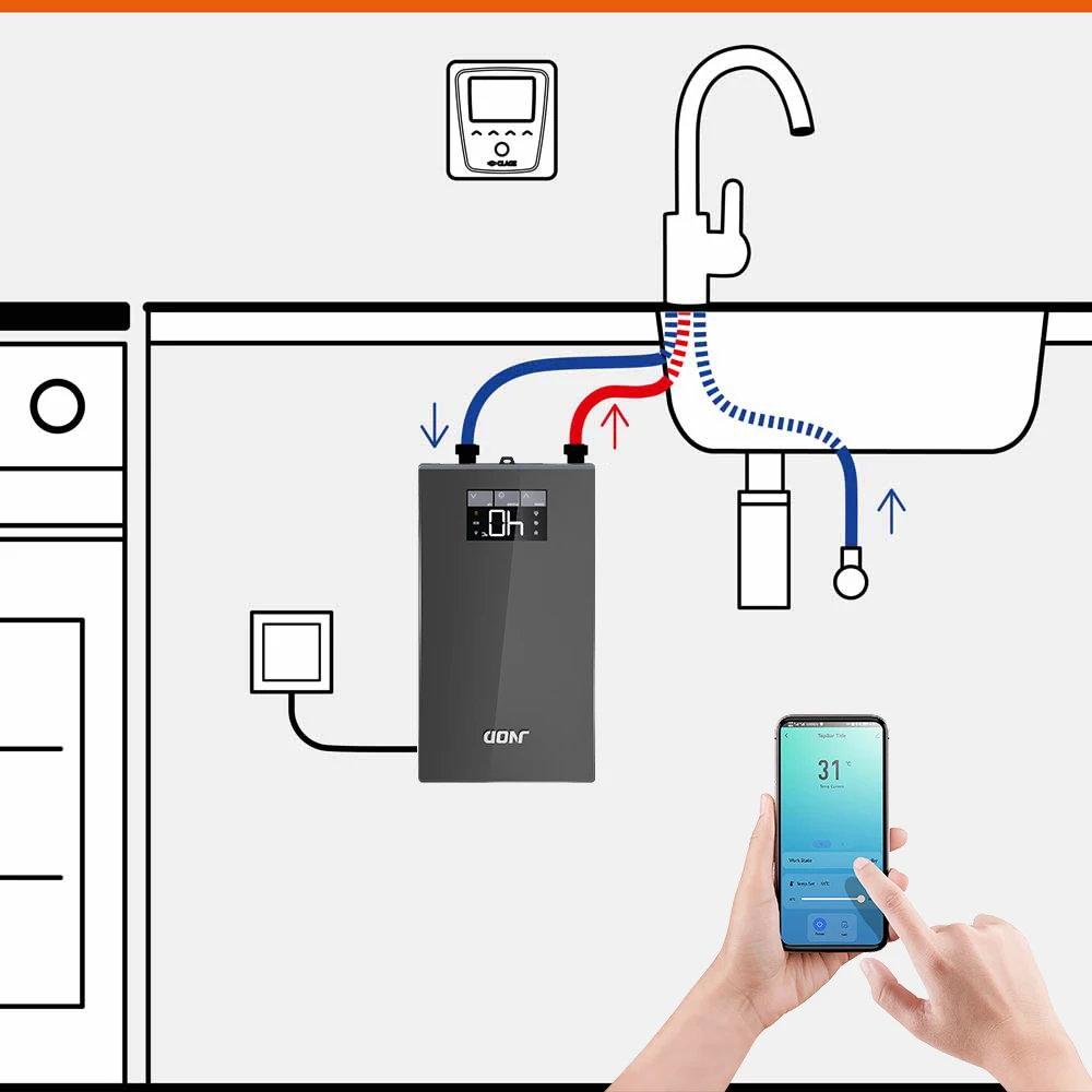 220V 3.5kW-7kW Smart Wifi Bagno Chauffe Eau Instantan Acqua Calda Geyser Senza Serbatoio Riscaldatore di Acqua Elettrico Istantaneo per Doccia