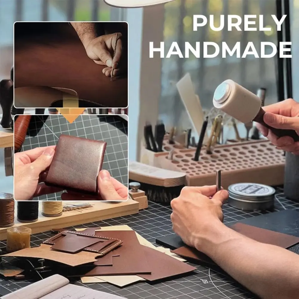 

New Waterproof Multifunctional Compact Wallet Handmade PU Leather Built-in Pen Slot Slim Minimalist Wallet Coin Purse Travel