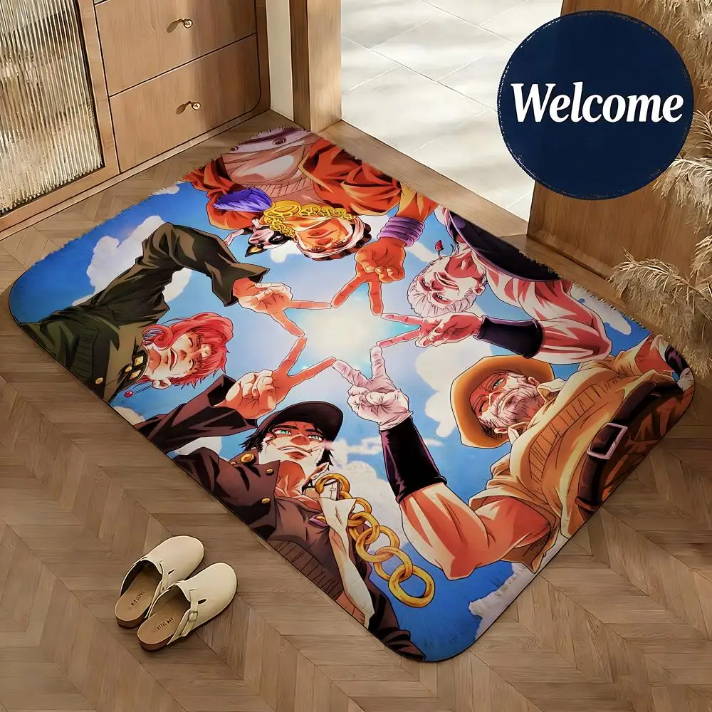 Soft Flannel Floor Mat Anime JoJo's Bizarre Adventure Floor Mat Non-Slip Absorbent Doormat Bathroom Bedroom Home Decor Rug
