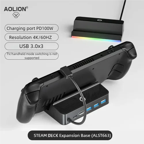 Adaptador de vídeo RGB Compatible con Steam Deck 4K, convertidor de vídeo TV, base de carga portátil para accesorios de consola Steam Deck