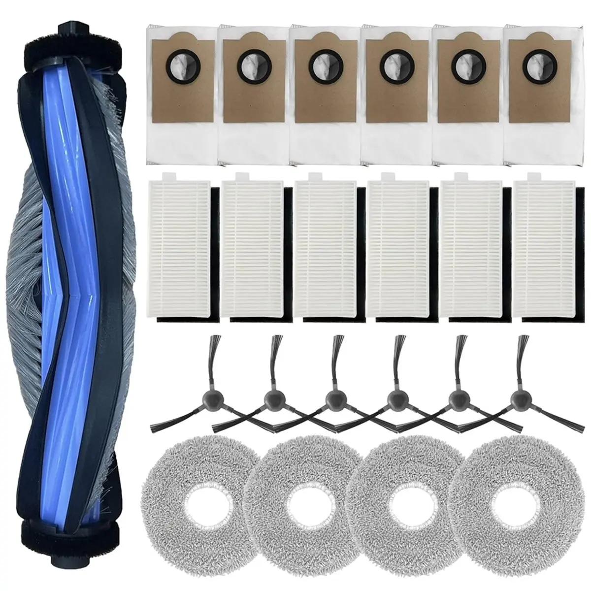 

AAAL для робота-пылесоса M3, 1 основная щетка 6 HEPA-фильтров 4 подушечки для швабры 6 мешков для пыли 6 боковых щеток