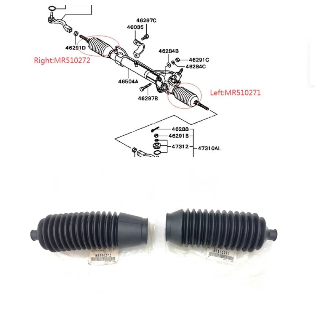 

2PCS Steering Gear Steering Rack Boot Dust Cover Fit For Pajero Montero Shogun V73W V93W V97W V98W MR510271 MR510272
