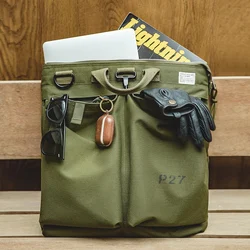 Sac à Main Militaire Américain Vintage en Nylon pour Homme, Sacoche Étanche pour Ordinateur Portable, à Bandoulière