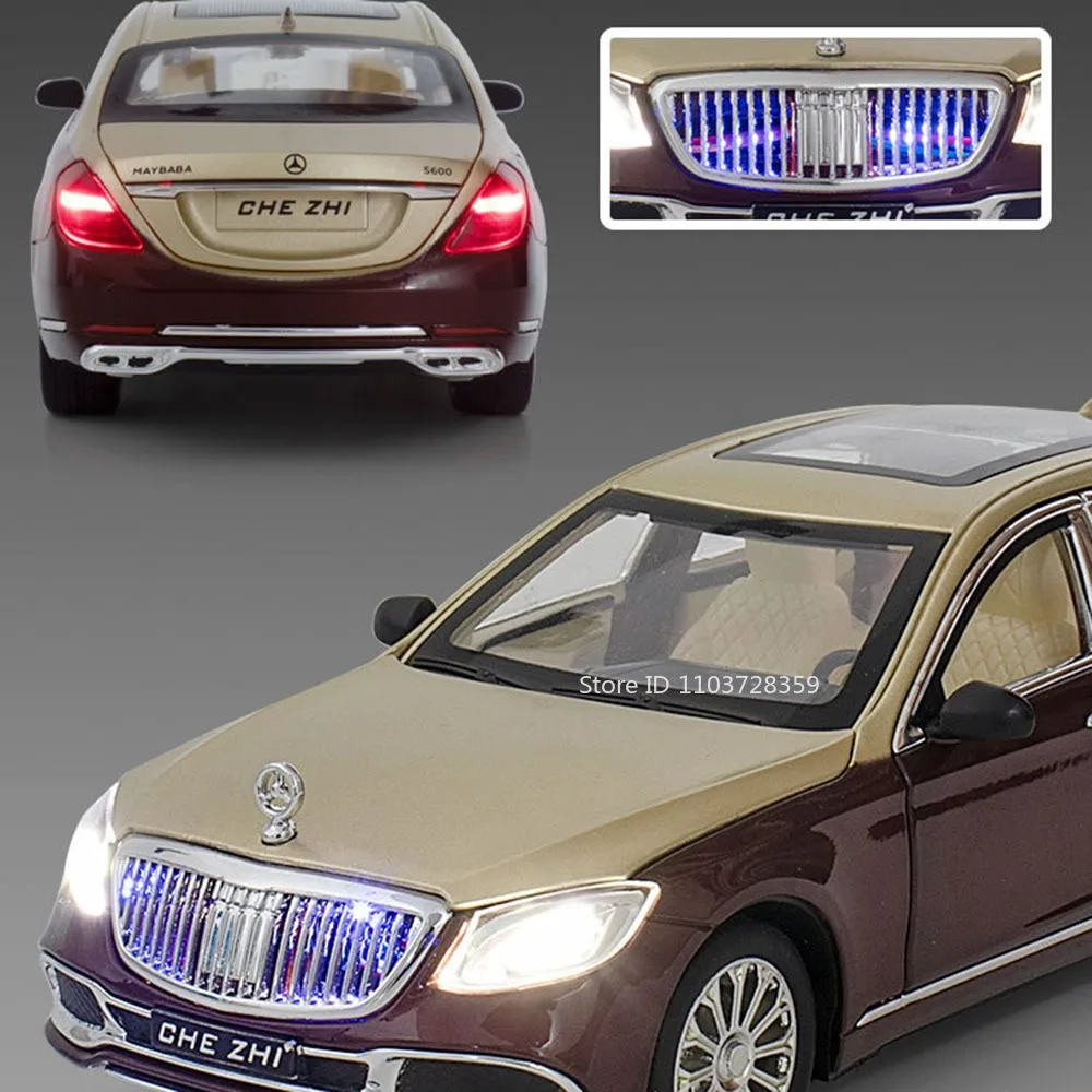 Maßstab 1:24 S600 62S Automodell Miniaturspielzeug Metalldruckguss Türen geöffnet Zurückziehen Sound Licht Geburtstagsspielzeug Geschenke für Kinder