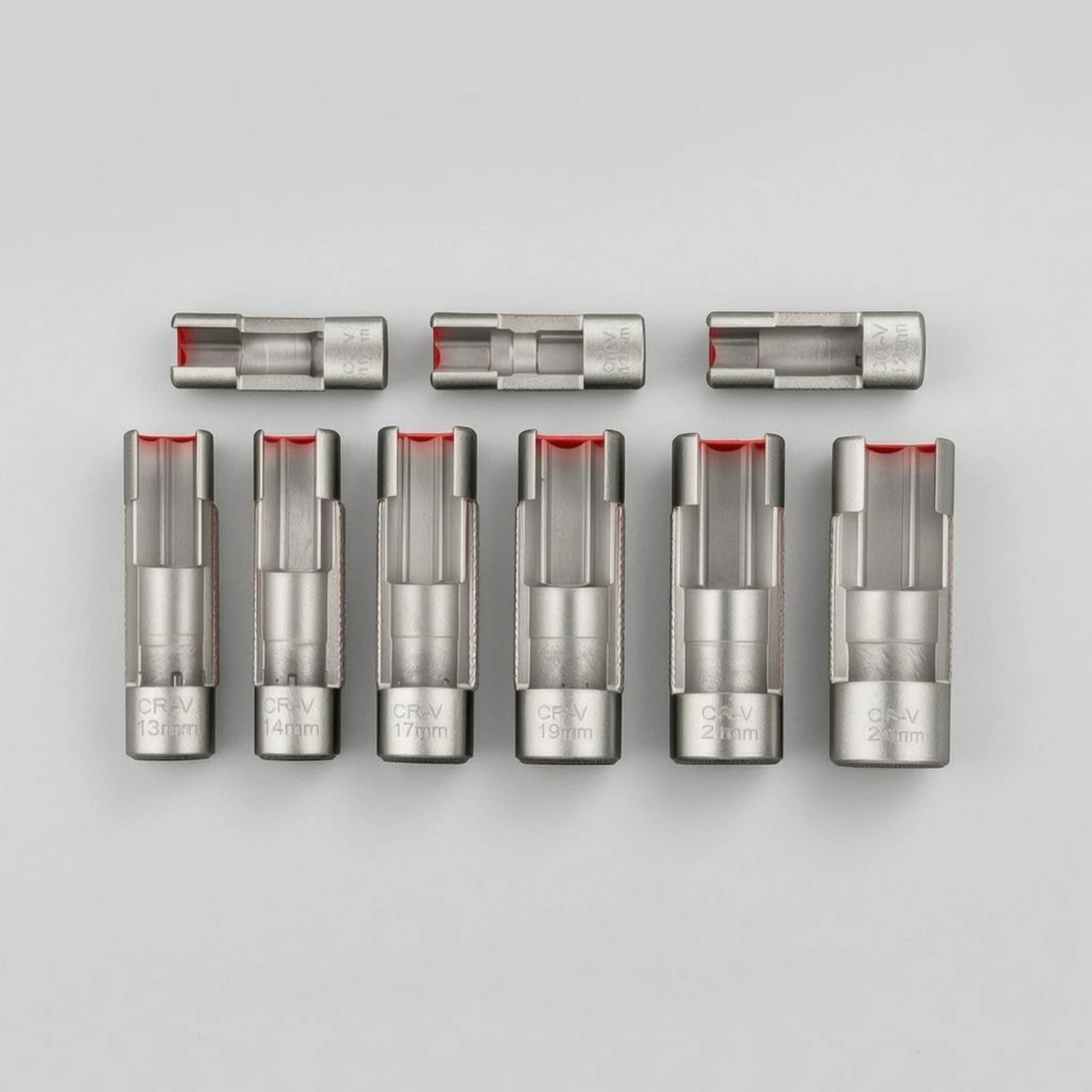 9 Pieces Slotted Fuel Line Socket Wrench Set Matte Finish Fuel Line Socket Wrench Set Automotive Tool Silver Metal Precision Fit