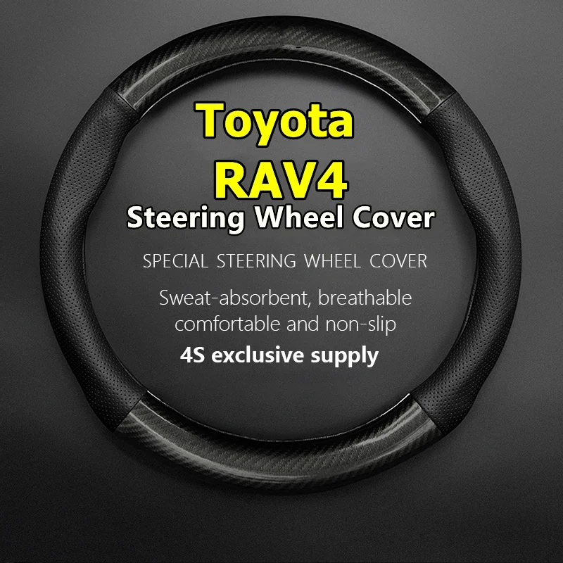 For Toyota RAV4 Steering Wheel Cover Leather 2.0L 2.4L 2009 2010 2011 2012 CVT 2013 2015 2016 2018 2019 E-CVT 2020 2021 2022