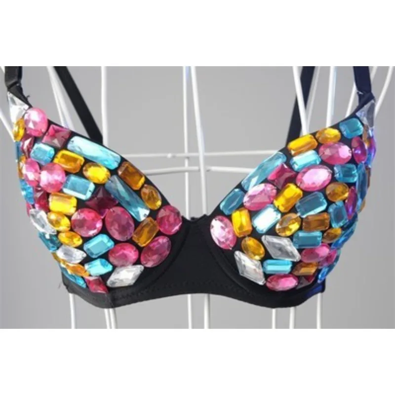 Varie discoteche da donna, paillettes sexy, diamanti colorati, reggiseni con strass rivettati, pantaloncini, reggiseni per performance Pole Dance Bar DS