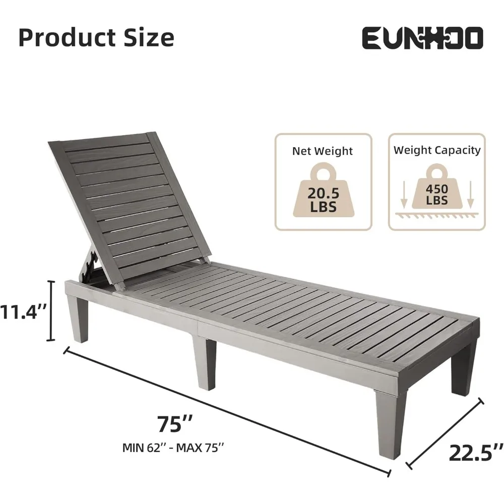 

Шезлонг для отдыха на открытом воздухе, регулируемые шезлонги для бассейна с 5-позиционной спинкой, водонепроницаемые шезлонги