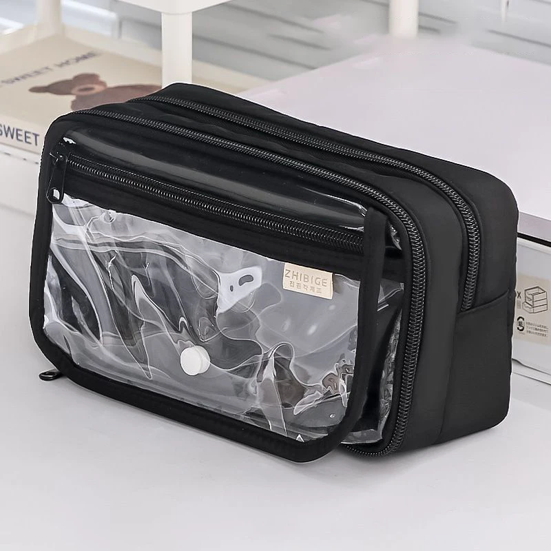 Large Capacity Pencil Bag Simple Stationery Storage Bag Children Pen Case Transparent Pencil Case Students School Supplies