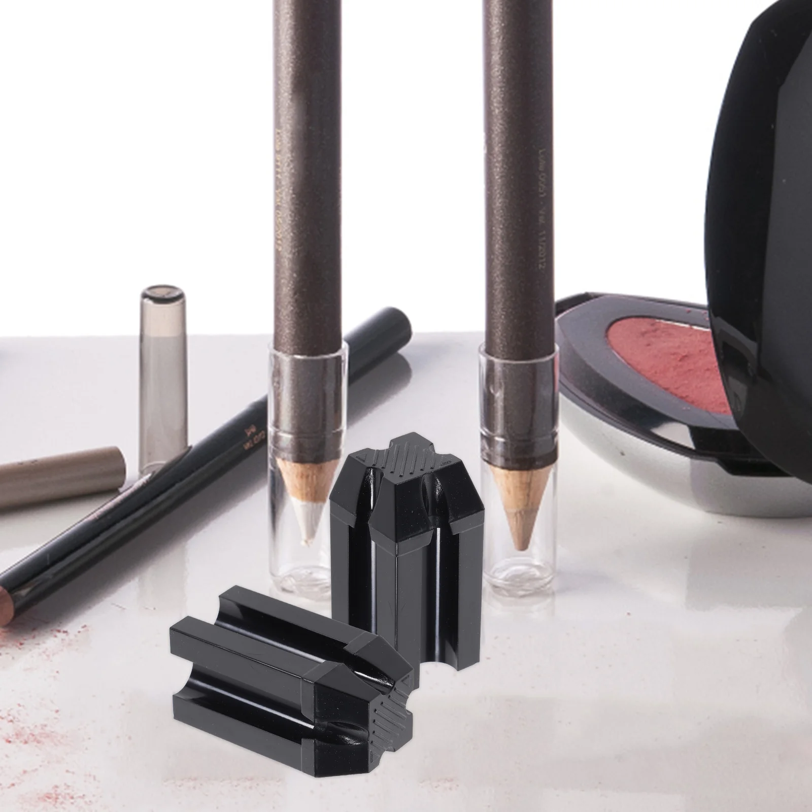 

3pcs Pencil Sharpener Black Plastic Makeup Eyebrow Pencil Sharpener Supplies Liner Tool Lightweight Four Styles