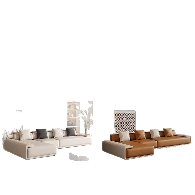 

Italian minimalist leather sofa, living room, small apartment, full set of business concubines, Nordic minimalist new models