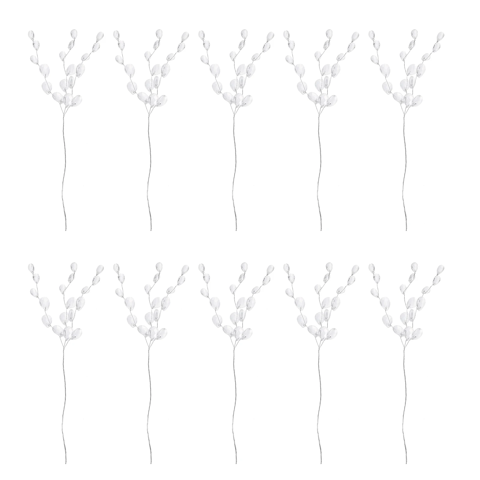 

50 Pcs Acrylic Flower Branch Artificial Stem Pins for DIY Wreath Decor Wedding Party Headdress Garland Craft Material