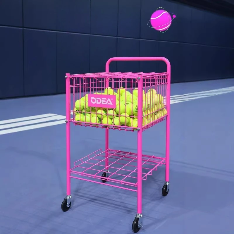 Movable Tennis Coaching Cart Large Capacity Tennis Collection Cart Portable Ball Picking Carts Professional Sports Accessories