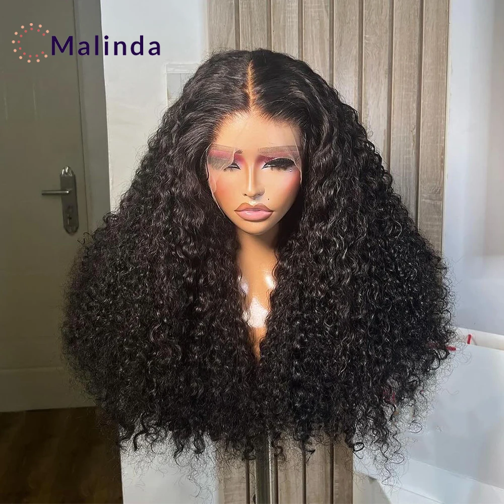 

250% Density 13x4 Deep Curly Invisible Transparent Lace Frontal Glueless Wig Pre Plucked Human Hair Ready To Wear