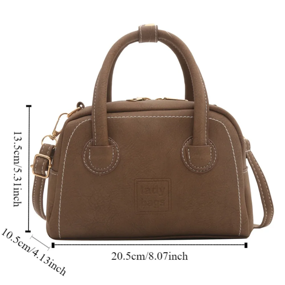 Simples pu vintage bolsa marrom pequeno pacote carta bolsa de ombro grande capacidade estilo coreano feminino boston saco ao ar livre