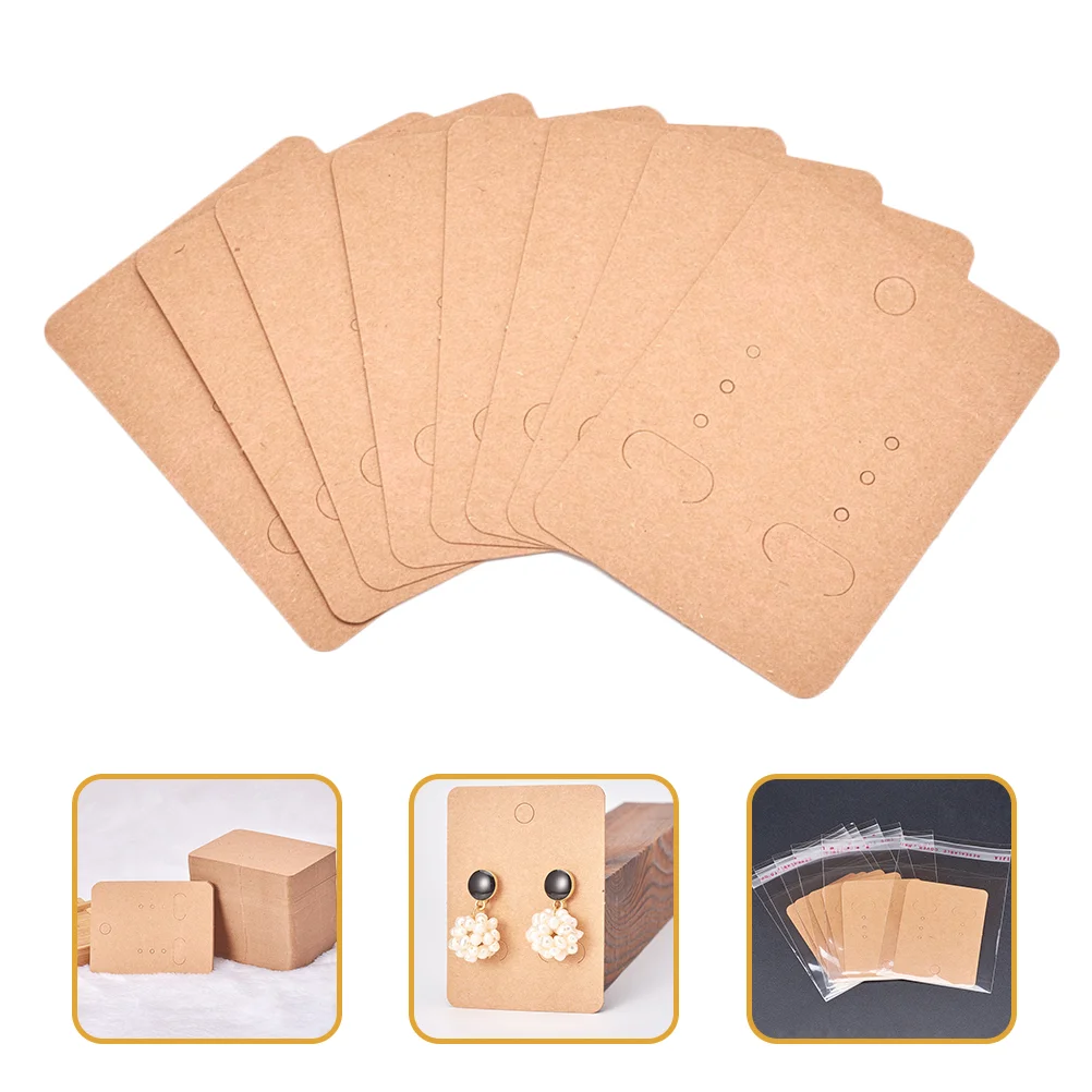 200 Pcs Show Rack Earrings Cardboard Holder Cards Necklace for Selling Khaki