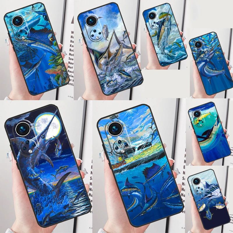 Blue Marlin Painting Case For Honor Magic 7 Lite 5 6 Pro Honor X9a X8b X9b X8a X8 X9 X9c 50 70 90 200 Lite Cover