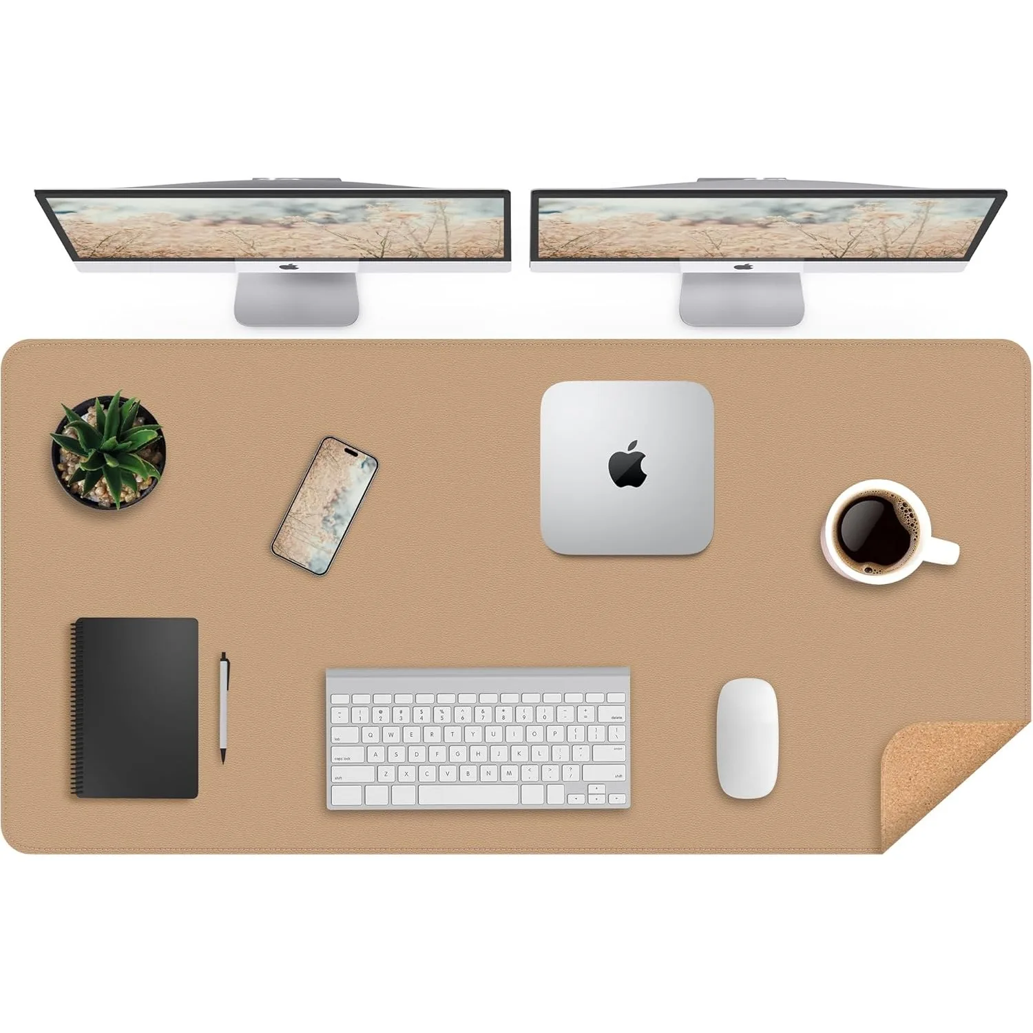 

Leather Desk pad Protector, Large Desk mat with Natural Cork & PU Leather,Mouse pad,Non-Slip Office Desk Mat,Waterproof Desk