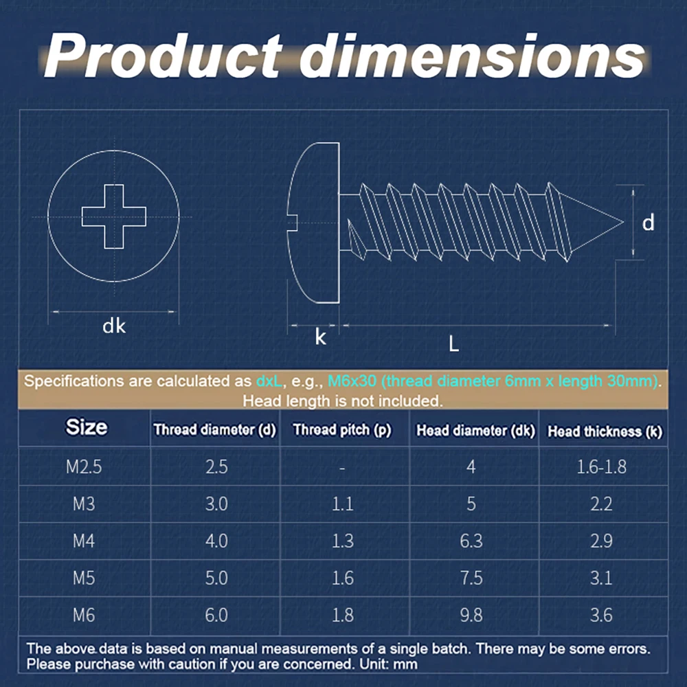 

10pc Carbon Steel Self-Tapping Phillips Zinc Plating Plus Hard Cross Wood Screw Round / Pan Head Screw