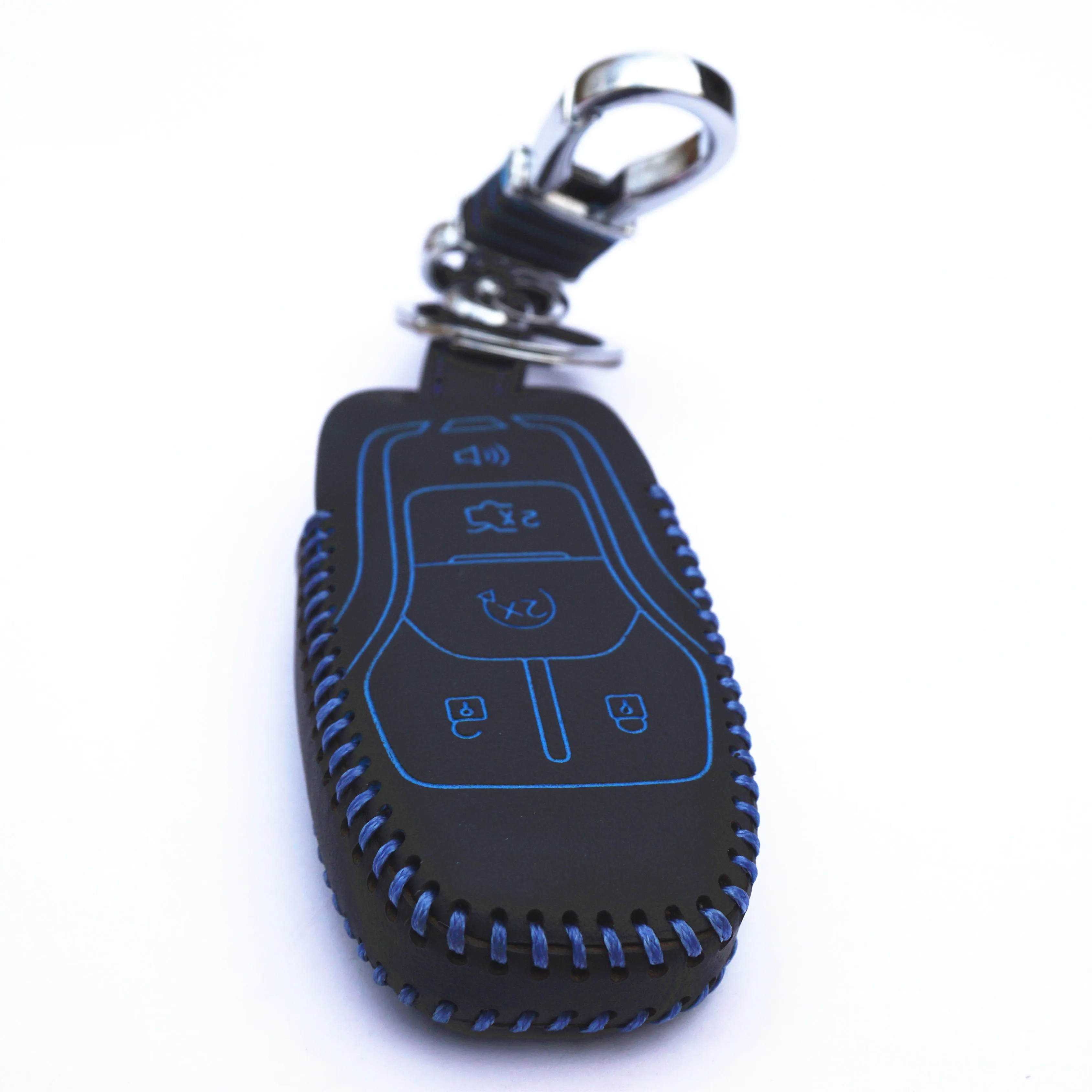 WFMJ Couro Para Ford Edge F-150 5 Botões Remoto Chaveiro Capa Caso Fob Bolsa