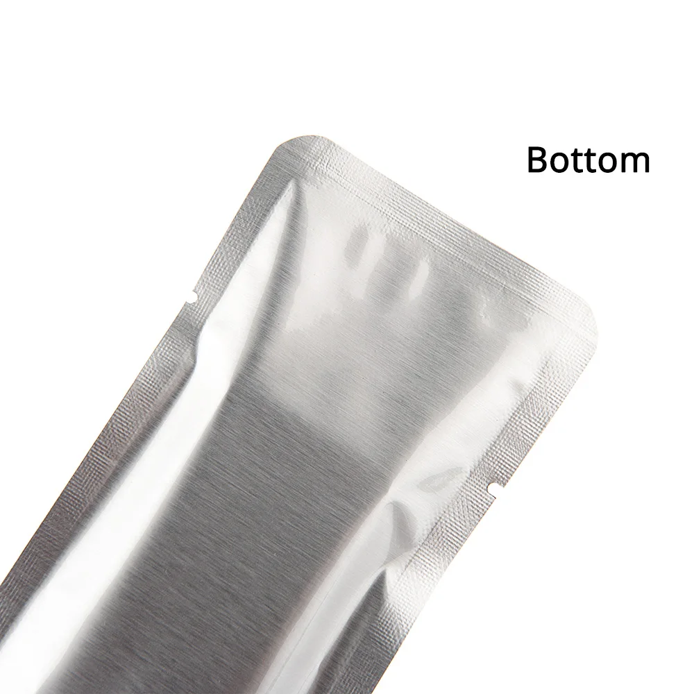 100PCS Aluminum Foil Heat Sealing Glossy Silver Pouches Water Proof Open Top Sachet Flat Coffee Sugar Package Bags