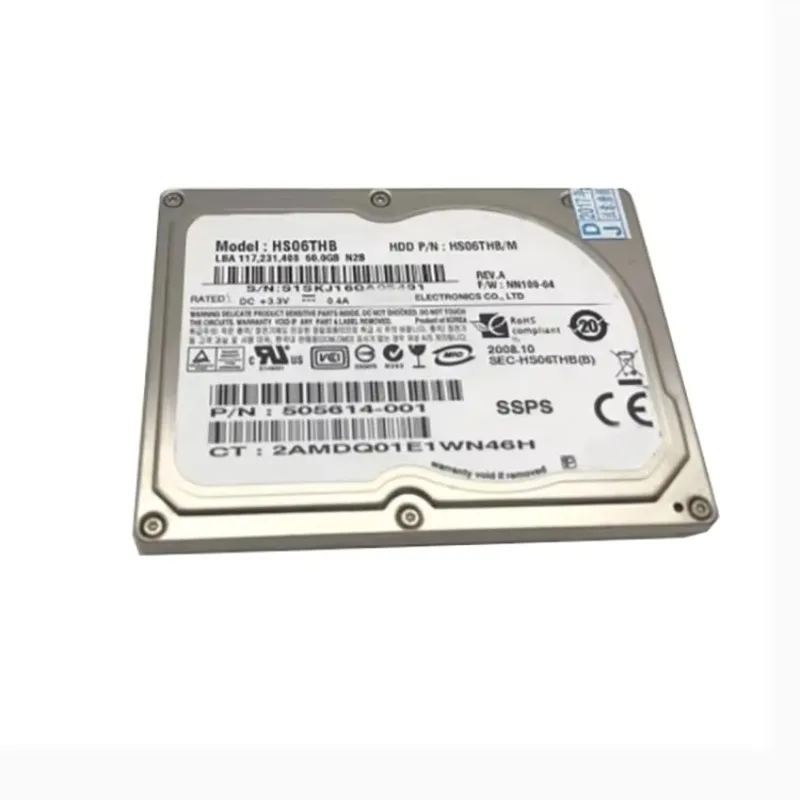 

100%New 1.8" HDD CE/ZIF 60GB HS06THB for Laptop MINI Hard Drive Replace HS04THB HS060HB MK8025GAL MK6028GAL HS082HB
