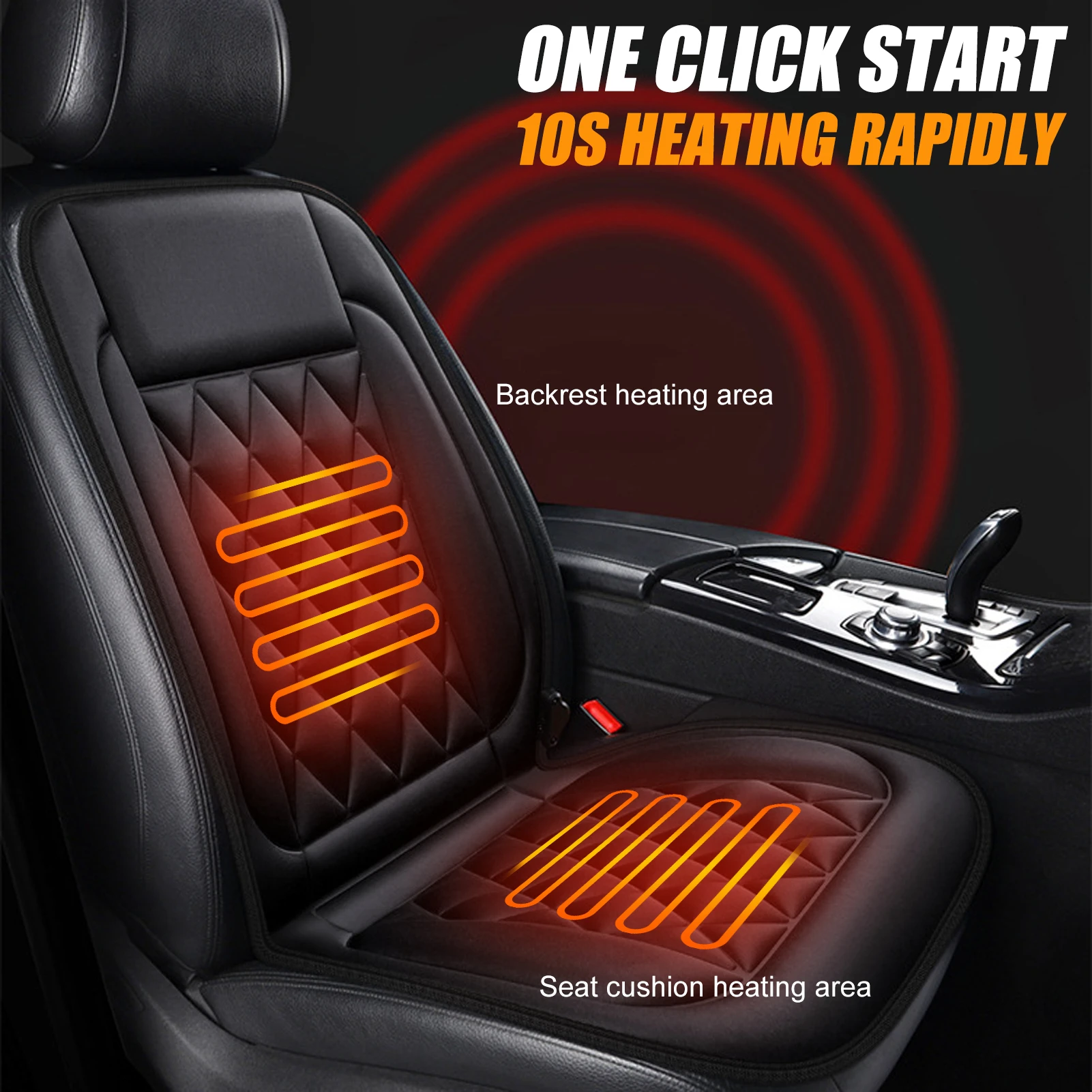 12V Heated Seat Cushion for Car Seat Cushion Car Seat Cover Heating Quickly Adjustable Temperature with Elastic Strap-Heat Seat