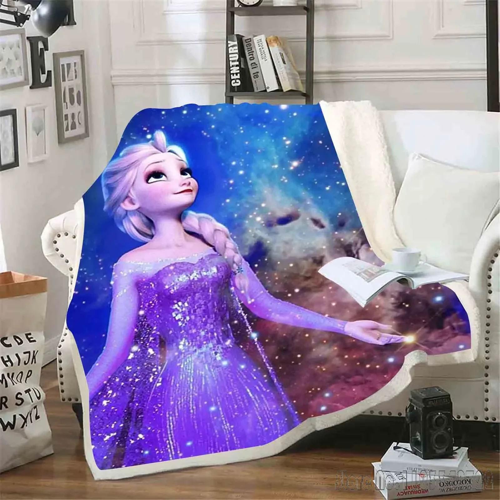 Manta con estampado de dibujos animados de Frozen de Disney, mantas mullidas, impresión reactiva, peluda Kawaii, felpa personalizada, moderna, invierno