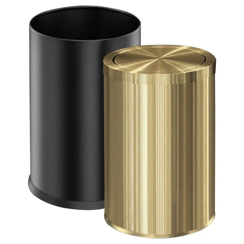 

9 Liter/2.4 Gallon, Small Gold Trash Can With Swing Lid, Bathroom Trash Can, Bedroom Garbage Bin,Trash Bin For Office, Living Ro