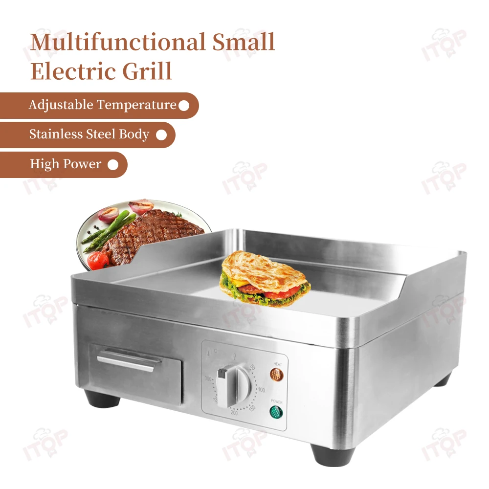 

ITOP SEG-ZE1 Small Electric Grill Cooking Plate 360*360mm, 10mm Thickness Dual-circuit High-efficiency Heating Tube 2KW 0-300℃