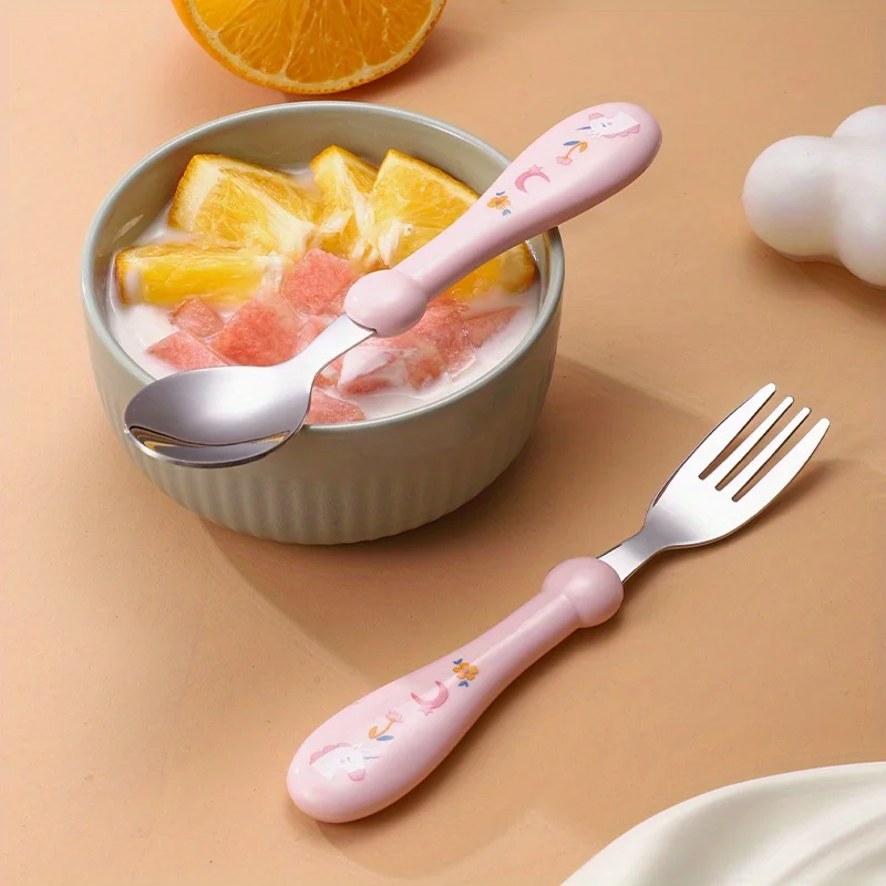 Immagine 4: Set di 2 posate per bambini in acciaio inossidabile, cucchiaio/forchetta, adatto per posate per bambini, ideale come regalo per madri e neonati