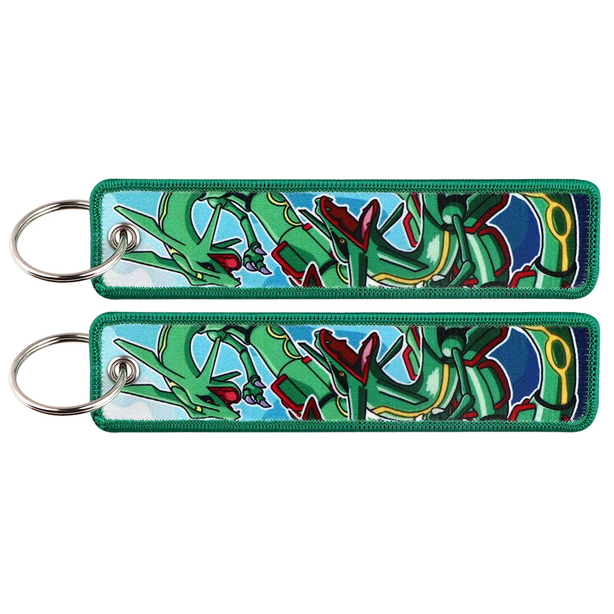 Pokemon Mew Rayquaza Snorlax Cloth Woven Label Keychain Bag Keyring Accessories Decoration Children\'s Toys Pendant Birthday Gift