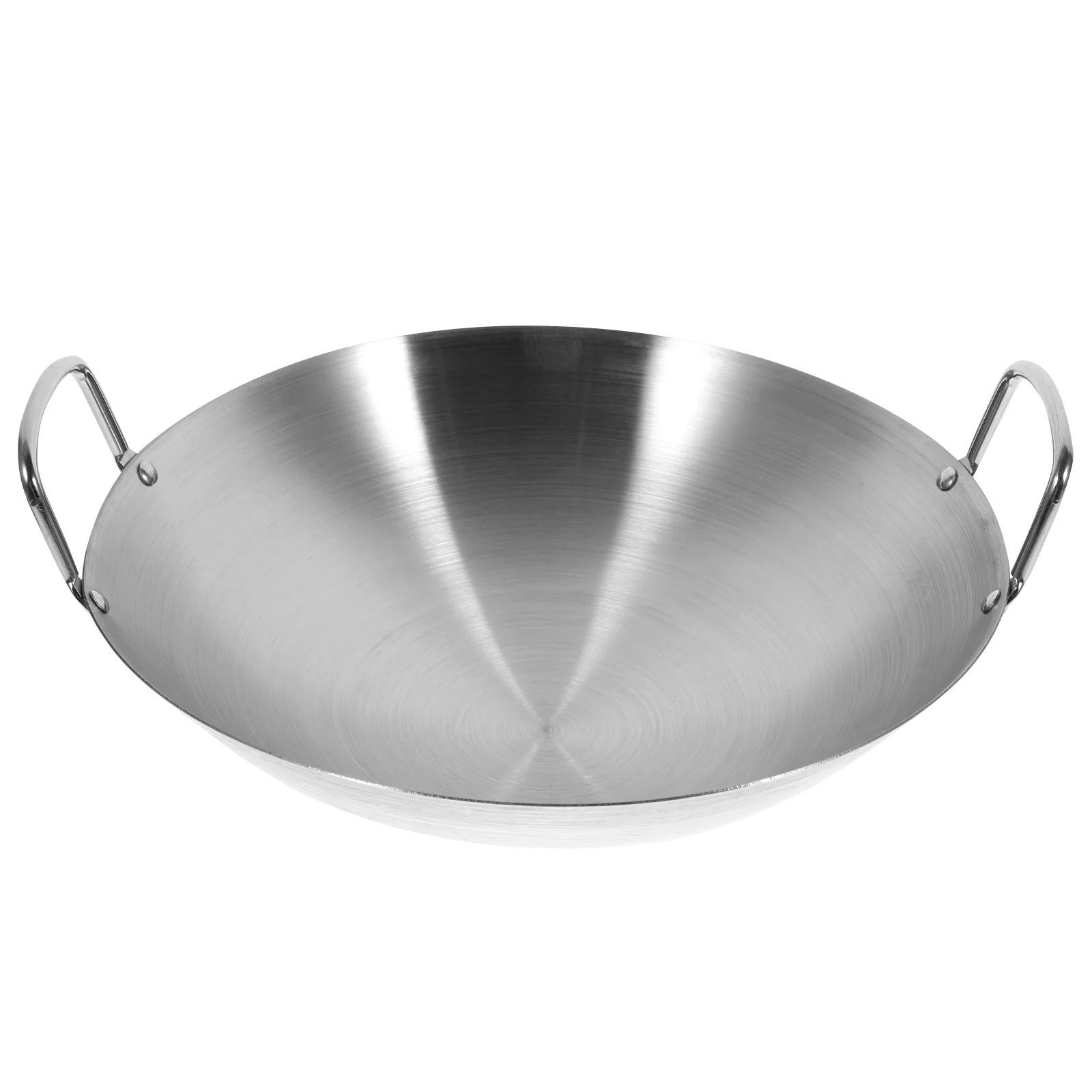 Stainless Steel Wok Round Bottom Pot Round Bottom Wok Large Fry Pan Large Capacity Saute Pan Stainless Steel Frying Pan NEW