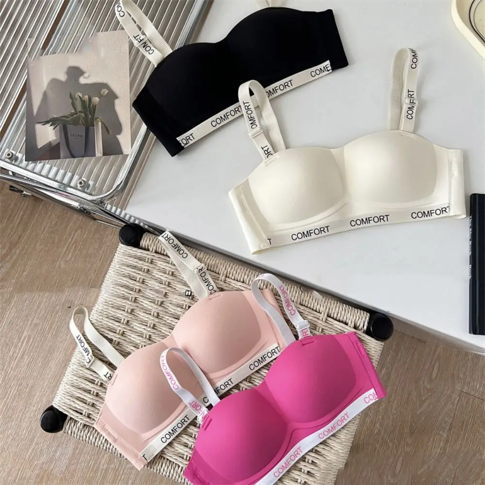 

Letter Wireless Deep V Bra Close-fitting Anti-sagging Brassiere for Women Gathered Breasts Adjustable Push Up Underwear Sport