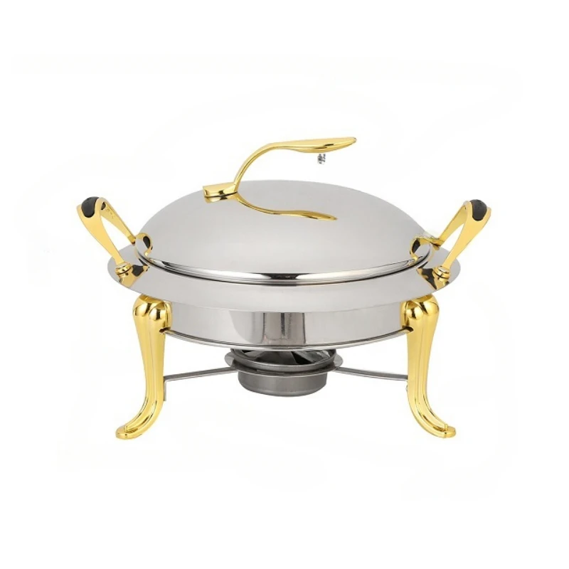 Unique Design Steel And Brass Chafing Dish Premium Quality Round Shape Serving Dish For Wedding Party Used