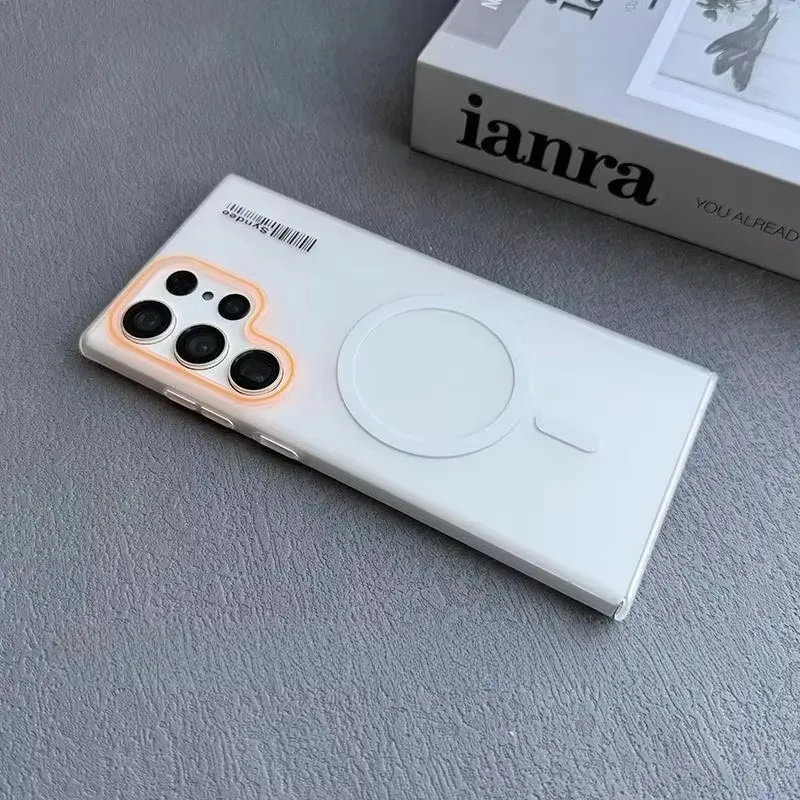 Роскошный чехол для телефона Magsafe с магнитной беспроводной зарядкой для Samsung S25 S24 S22 S23 Ultra Slim Lable Cover для Galaxy S25 Plus