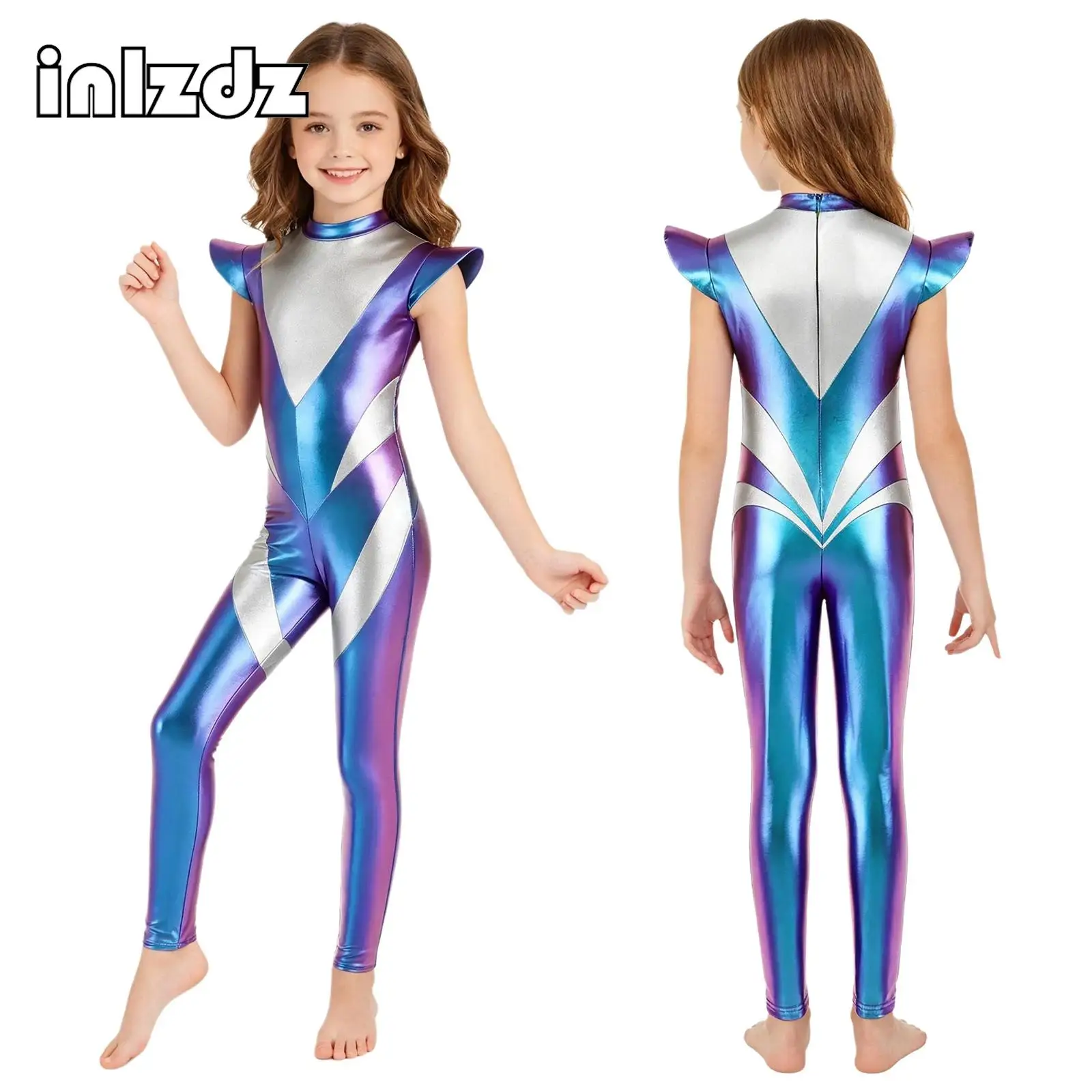 Disfraz de Cosplay de Robot Alienígena del Espacio Exterior para Niñas, Mono Metálico de Cuerpo Entero, Disfraz de Astronauta con Temática Tecnológica