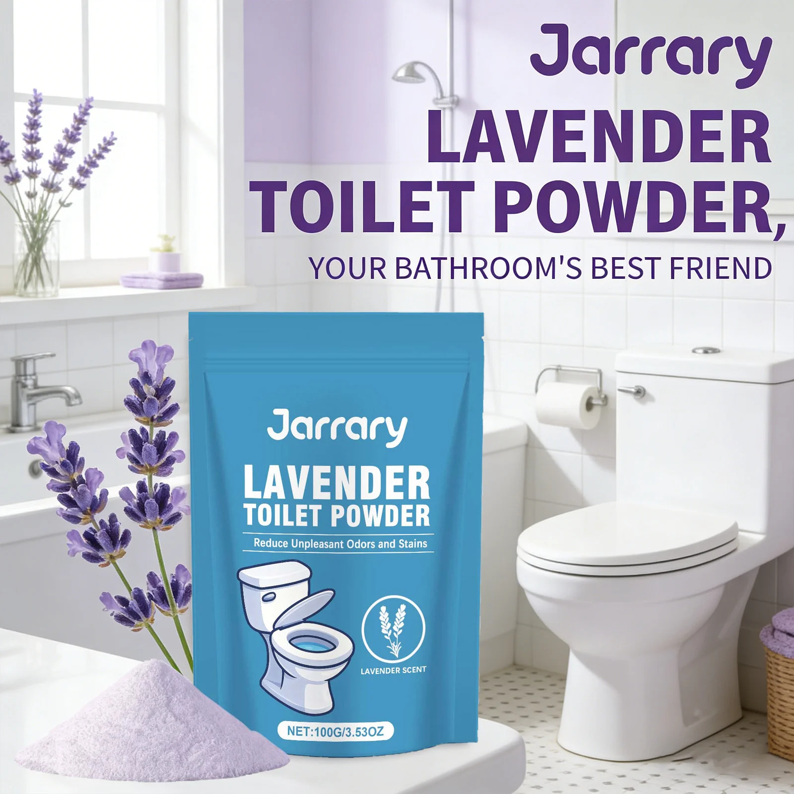 

Lavender Toilet Cleaner Powder Cleaning Stubborn Urinary Scale Removing Yellowing Reduce Unpleasant Odors Long-Lasting Fragrance