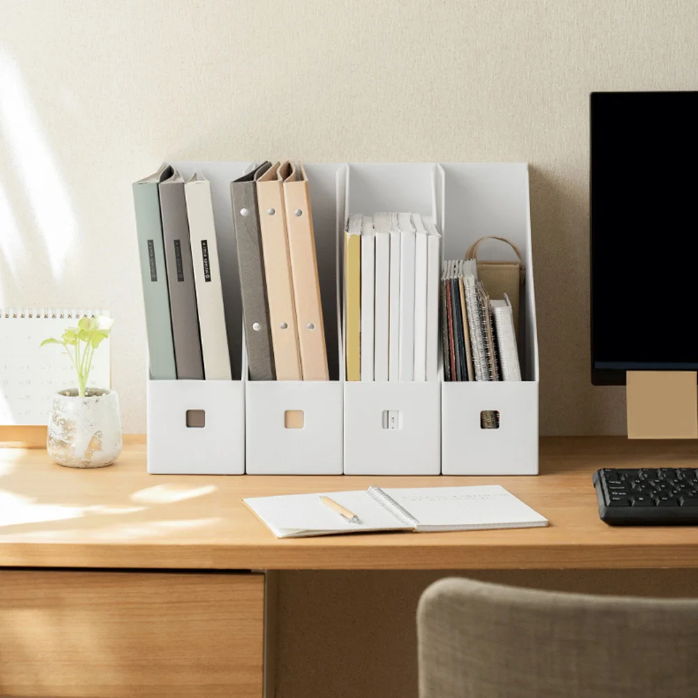 

3pcs Desktop File Rack 9x24x27CM Milk White Storage Box for Paper Files Magazines Books Document Organizer Plastic File Holder
